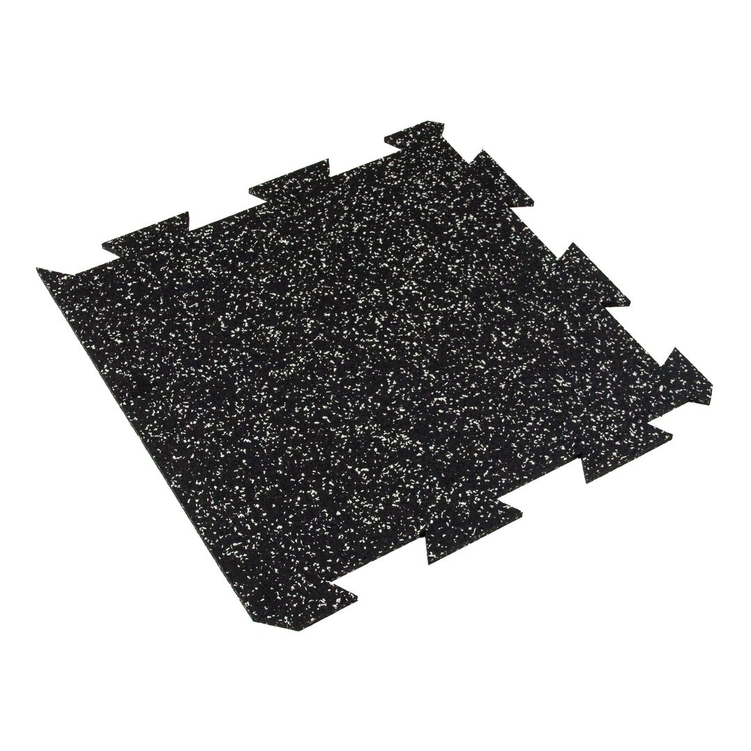Čierno-biela gumová modulová puzzle dlažba (okraj) FLOMA FitFlo SF1050 - dĺžka 50 cm, šírka 50 cm, výška 0,8 cm