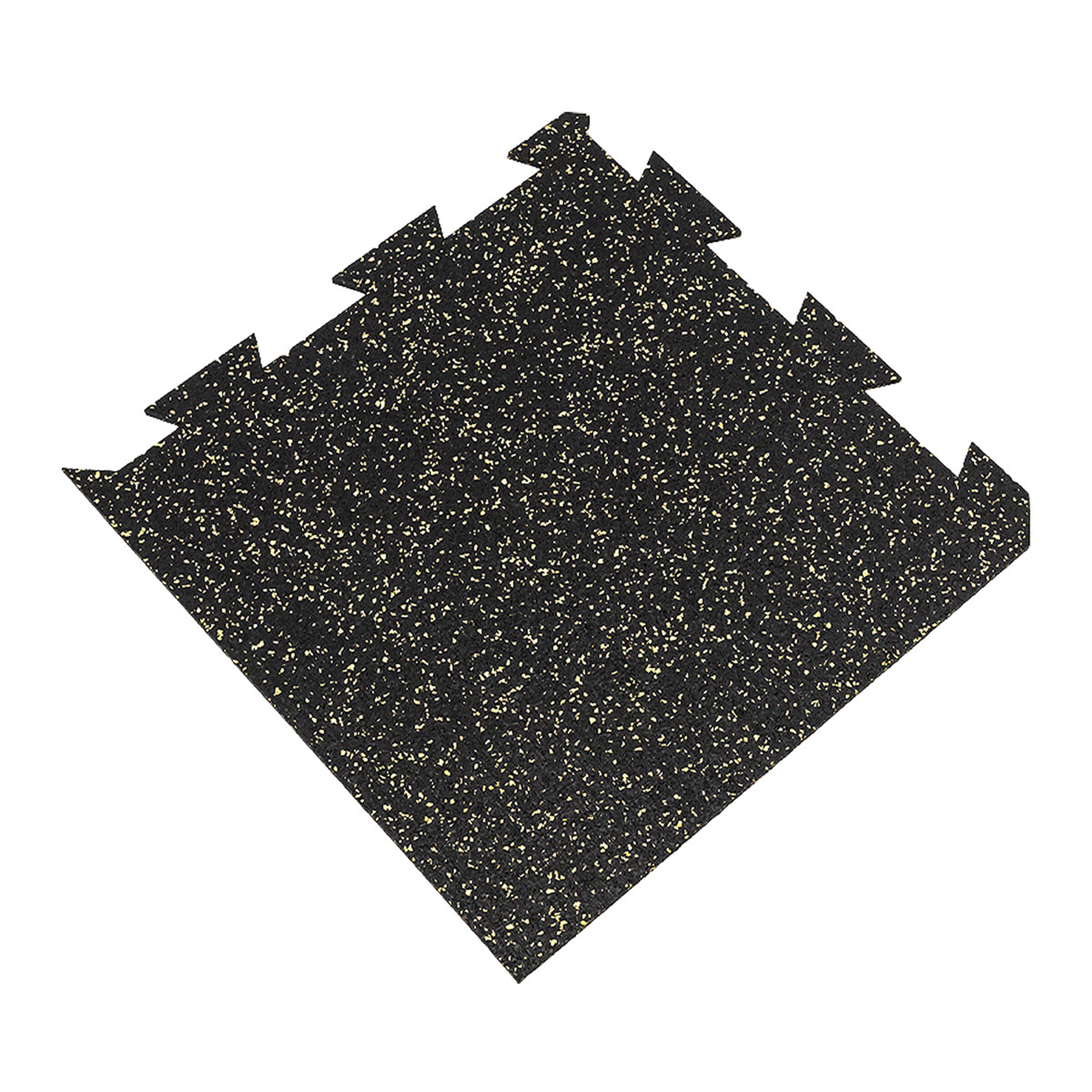 Čierno-žltá gumová modulová puzzle dlažba (roh) FLOMA FitFlo SF1050 - dĺžka 50 cm, šírka 50 cm a výška 0,8 cm