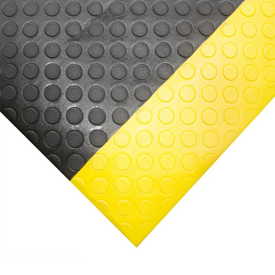 Černo-žlutá pěnová protiúnavová protiskluzová rohož (metráž) - délka 1 cm, šířka 120 cm a výška 0,9 cm