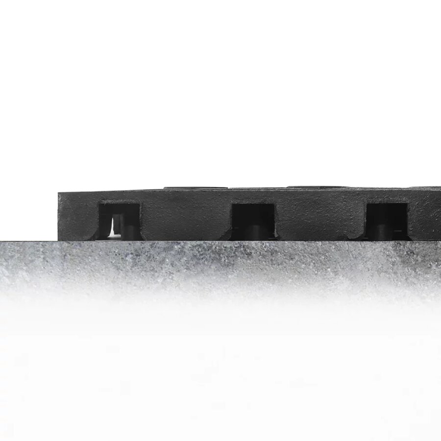 Černá gumová protiúnavová protiskluzová děrovaná rohož Premium Fatigue - délka 50 cm, šířka 50 cm a výška 2,4 cm