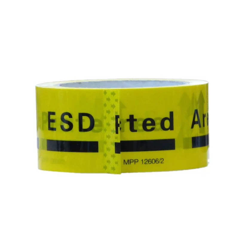 Markierungsband &quot;ESD PROTECTED AREA&quot; für antistatische ESD-Zonen - Länge 33 m, Breite 5 cm - Gelb