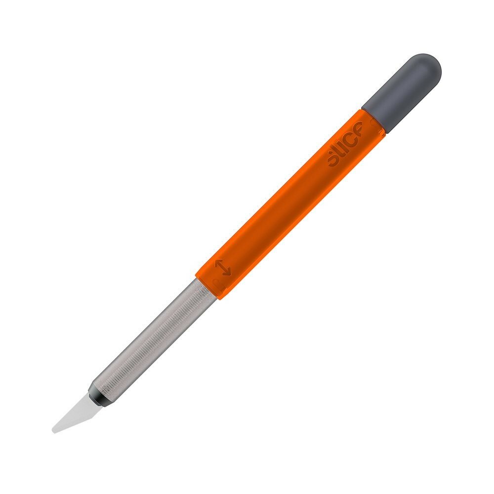 Oranžovo-šedý kovový presný modelársky nôž SLICE - dĺžka 16,5 cm, šírka 1,2 cm a výška 1,2 cm