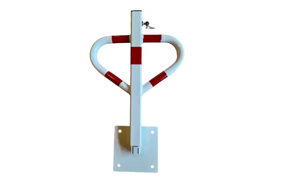 Klappbare parkende Parkschranke aus Stahl - Breite 44 cm, Höhe 60 cm - weiße