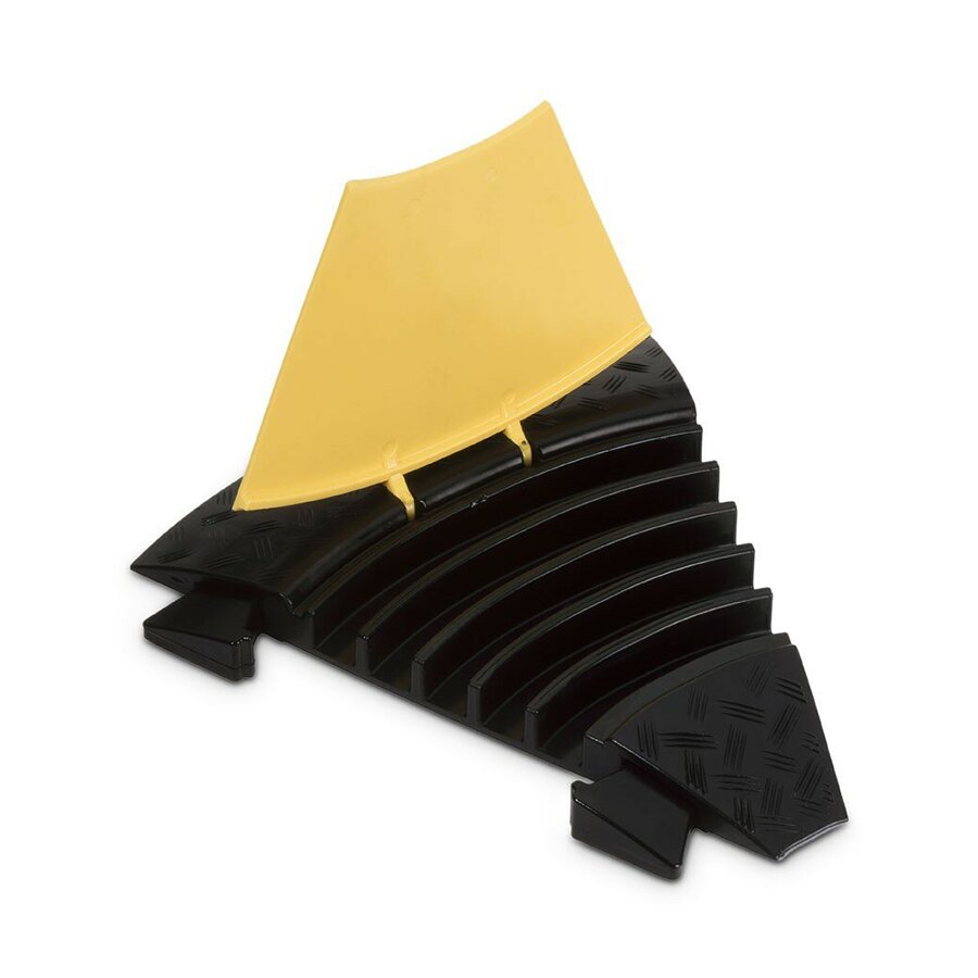 Čierno-žltý plastový rohový káblový most s vekom DEFENDER MIDI C - šírka 50 cm, výška 5,5 cm