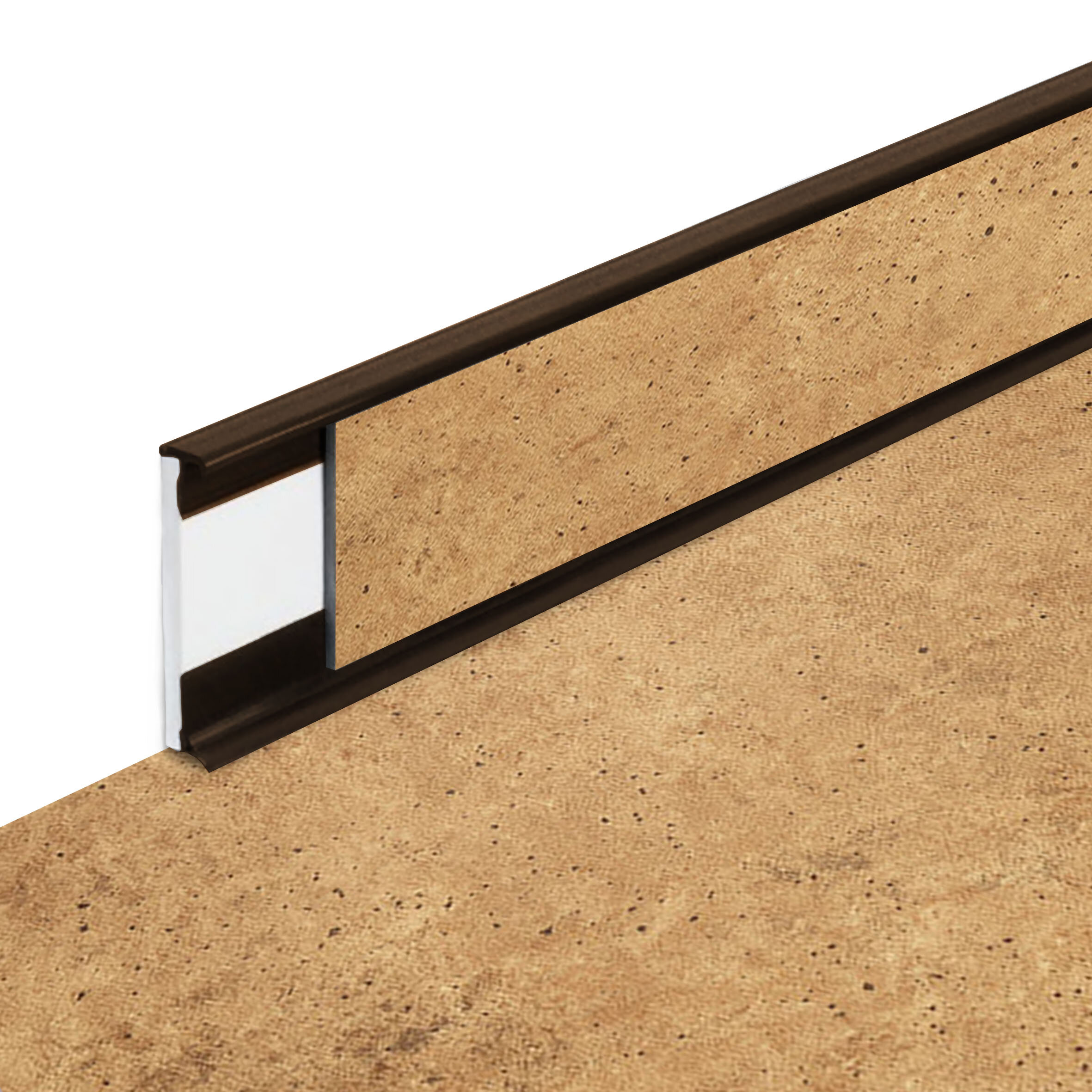 PVC vinylová soklová podlahová lišta Fortelock Business Tornes Mars C006 Brown - délka 200 cm, výška 5,8 cm, tloušťka 1,2 cm
