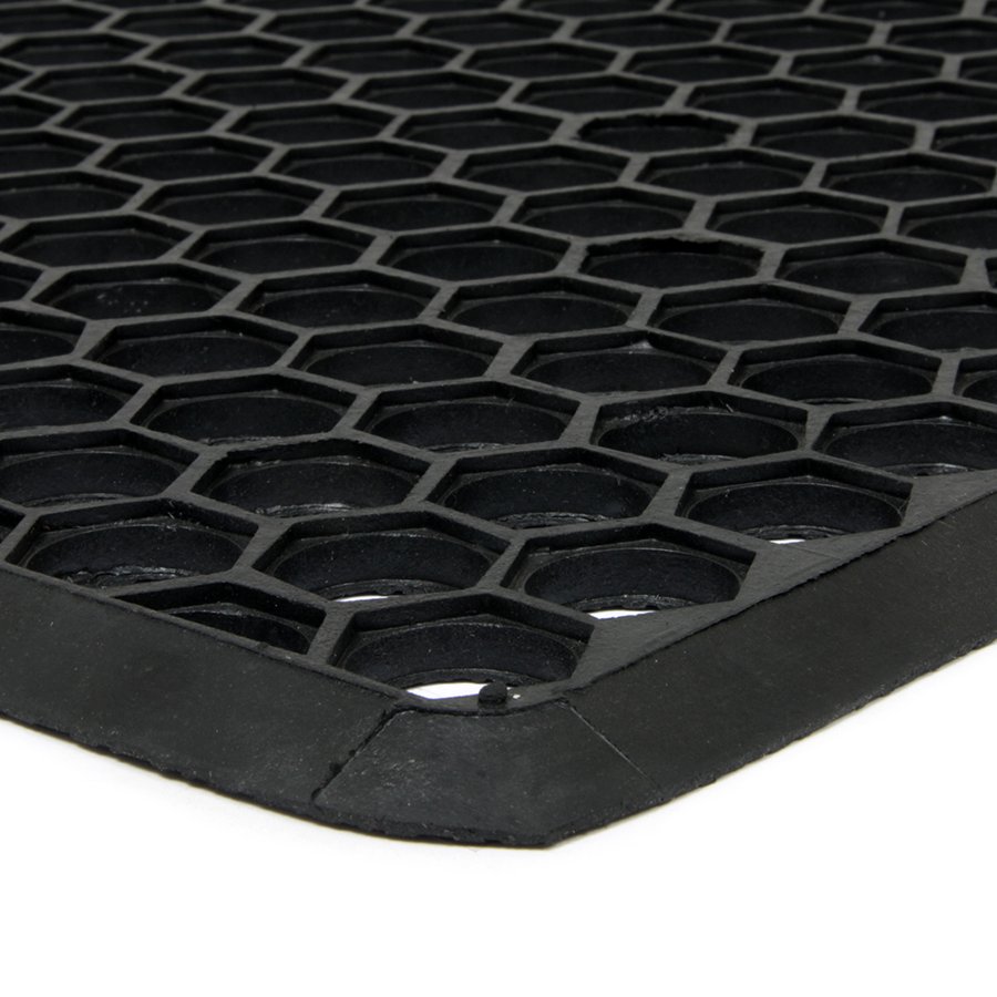 Gumová vonkajšia čistiaca vstupná rohož FLOMA Hexagon - dĺžka 40 cm, šírka 70 cm a výška 1,2 cm