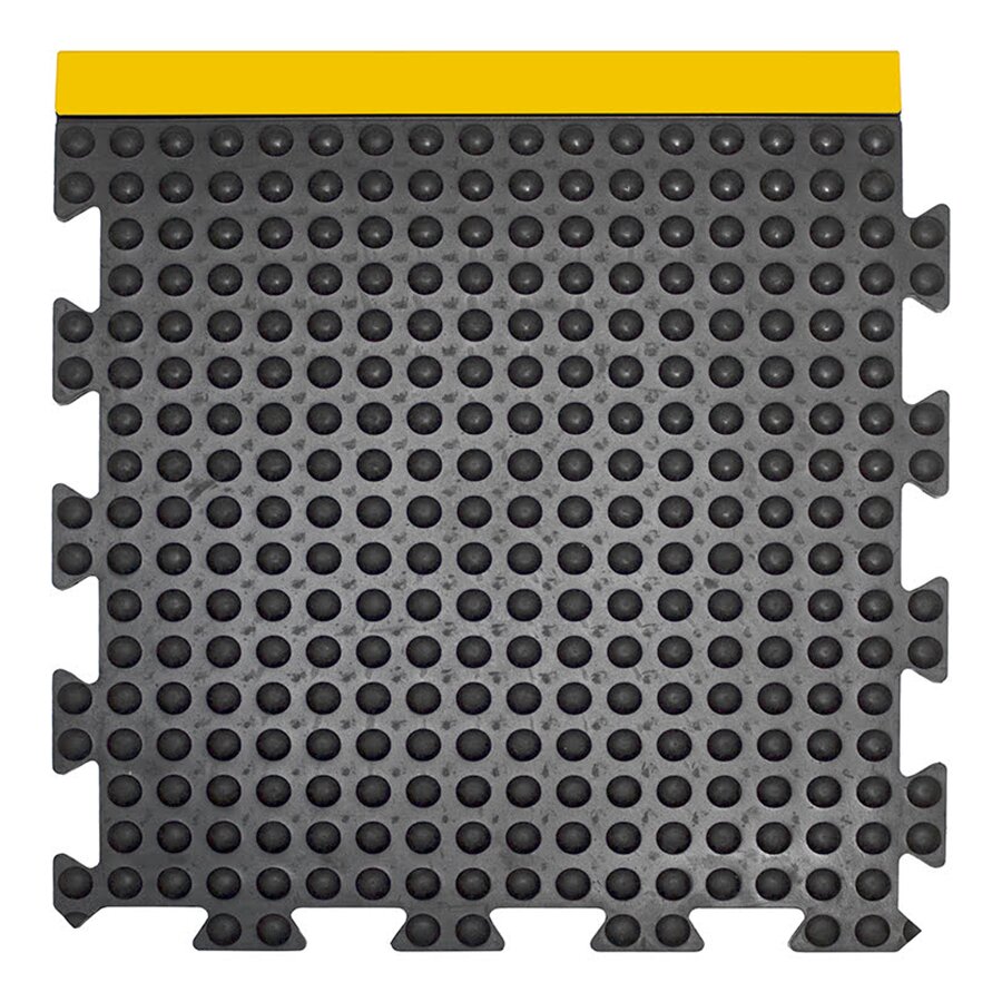 Černo-žlutá gumová protiúnavová dlaždice (okraj) - délka 50 cm, šířka 50 cm, výška 1,35 cm