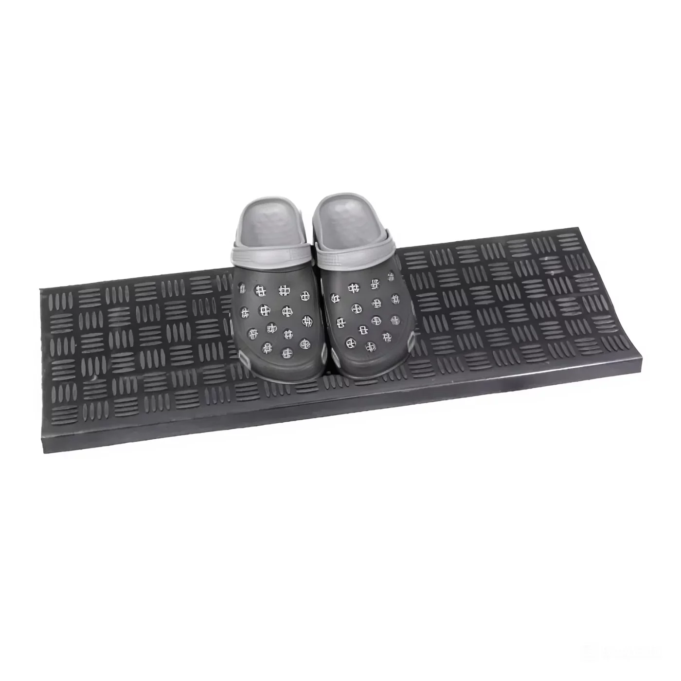 Gummistufenmatte FLOMA Criss Cross mit Riffelblech-Muster - Länge 25 cm, Breite 75 cm, Höhe 0,5 cm