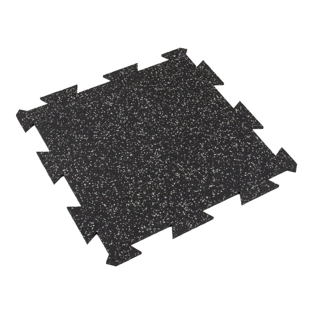 Černo-šedá gumová puzzle modulová dlaždice (střed) FLOMA SF1050 FitFlo - délka 50 cm, šířka 50 cm, výška 1,6 cm