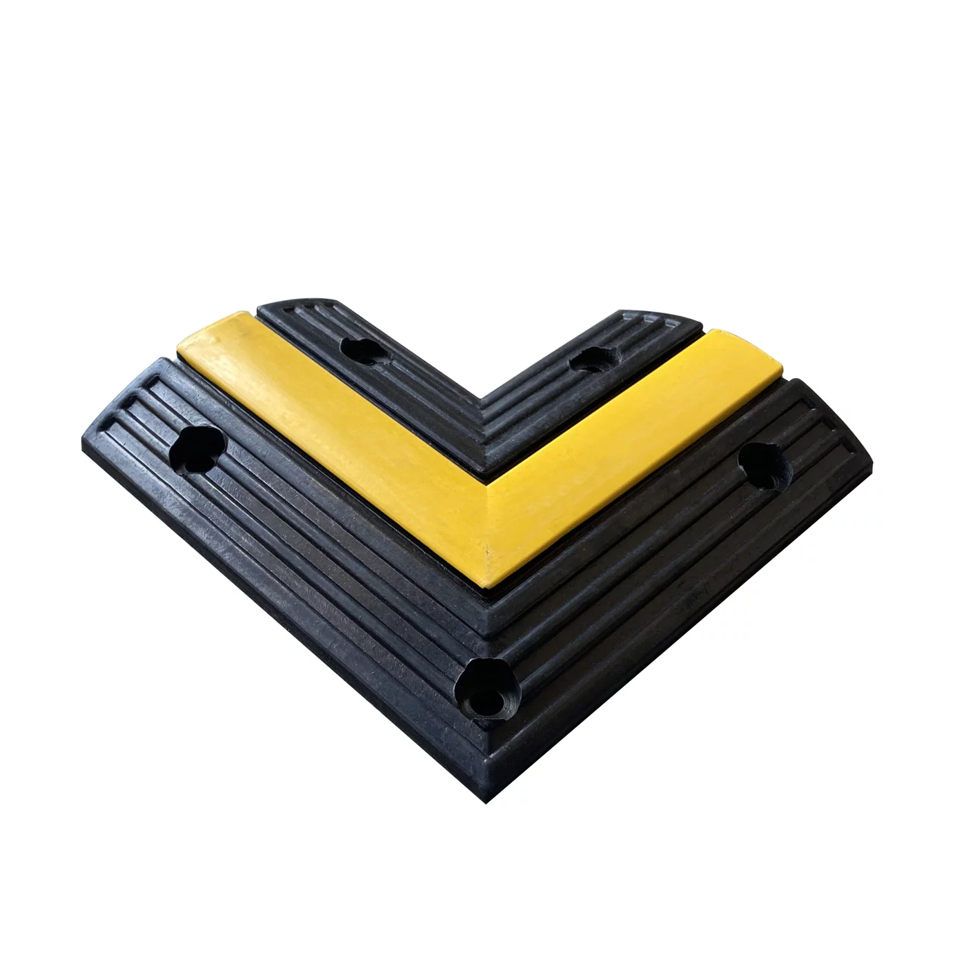 Kabelbrücken-Ecke aus Gummi (1x25x25) FLOMA - Länge 25 cm, Breite 25 cm, Höhe 3 cm - Schwarz-Gelb