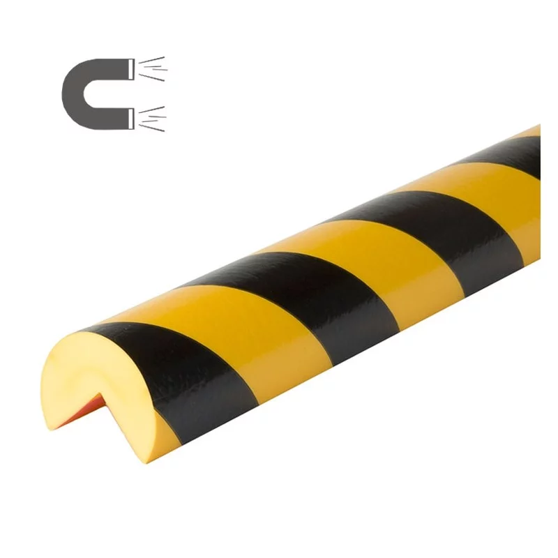 Černo-žlutá pěnová magnetická ochrana rohů zdí a stěn typ A+ - průměr 6 cm, délka 100 cm