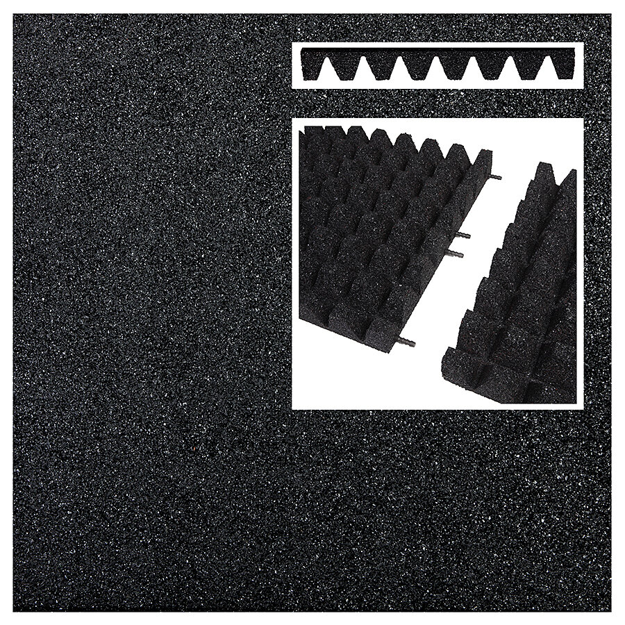 Černá gumová dopadová certifikovaná dlažba FLOMA - délka 100 cm a šířka 100 cm