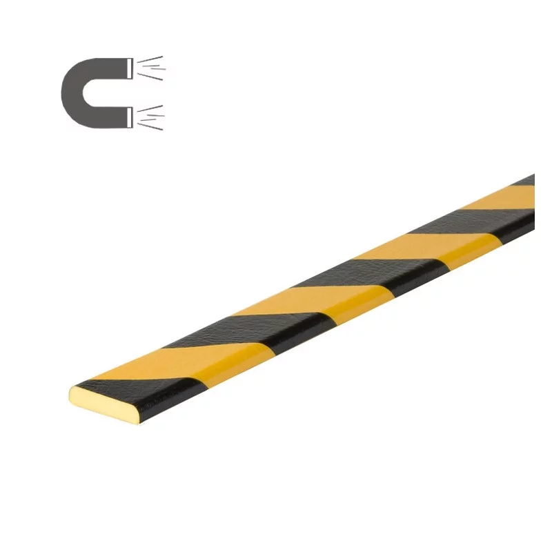 Černo-žlutá pěnová magnetická ochrana rohů zdí a stěn typ F - délka 100 cm, šířka 4 cm, výška 1,1 cm