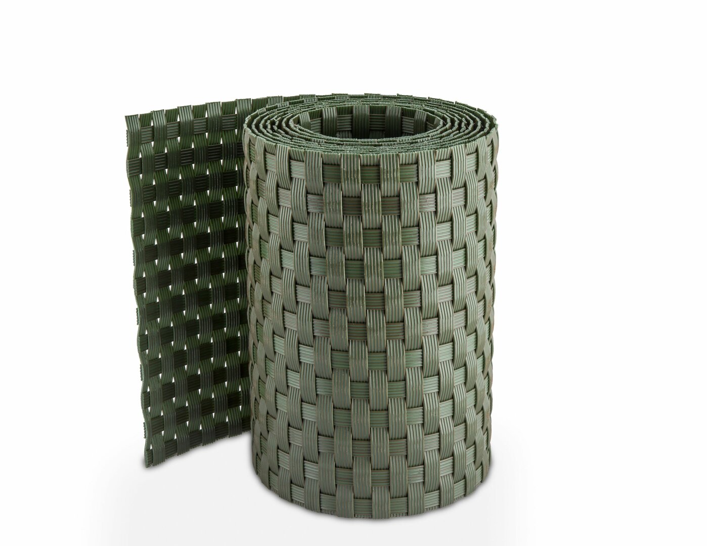 Zelený plastový ratanový stínící pás "umělý ratan" - délka 255 cm a výška 19 cm