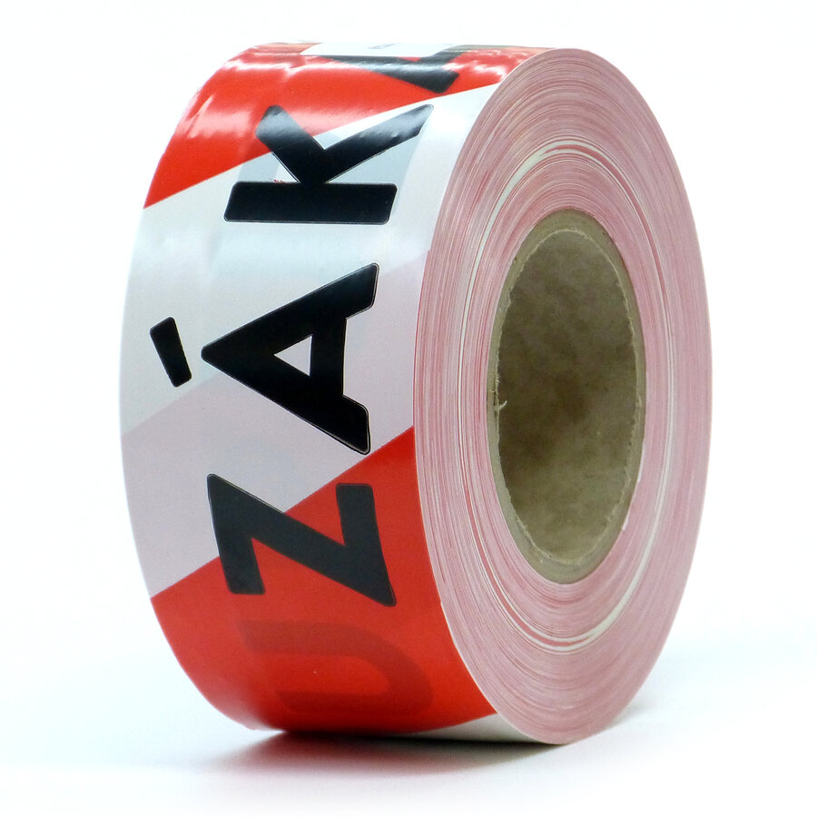 Červeno-bílá vytyčovací páska "ZÁKAZ VSTUPU" - délka 500 m, šířka 8 cm
