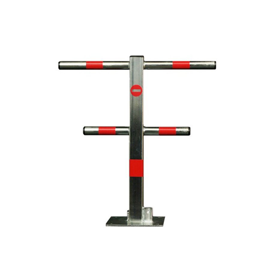 Čierno-červený oceľový skladací parkovací stĺpik - šírka 55 cm a výška 60 cm