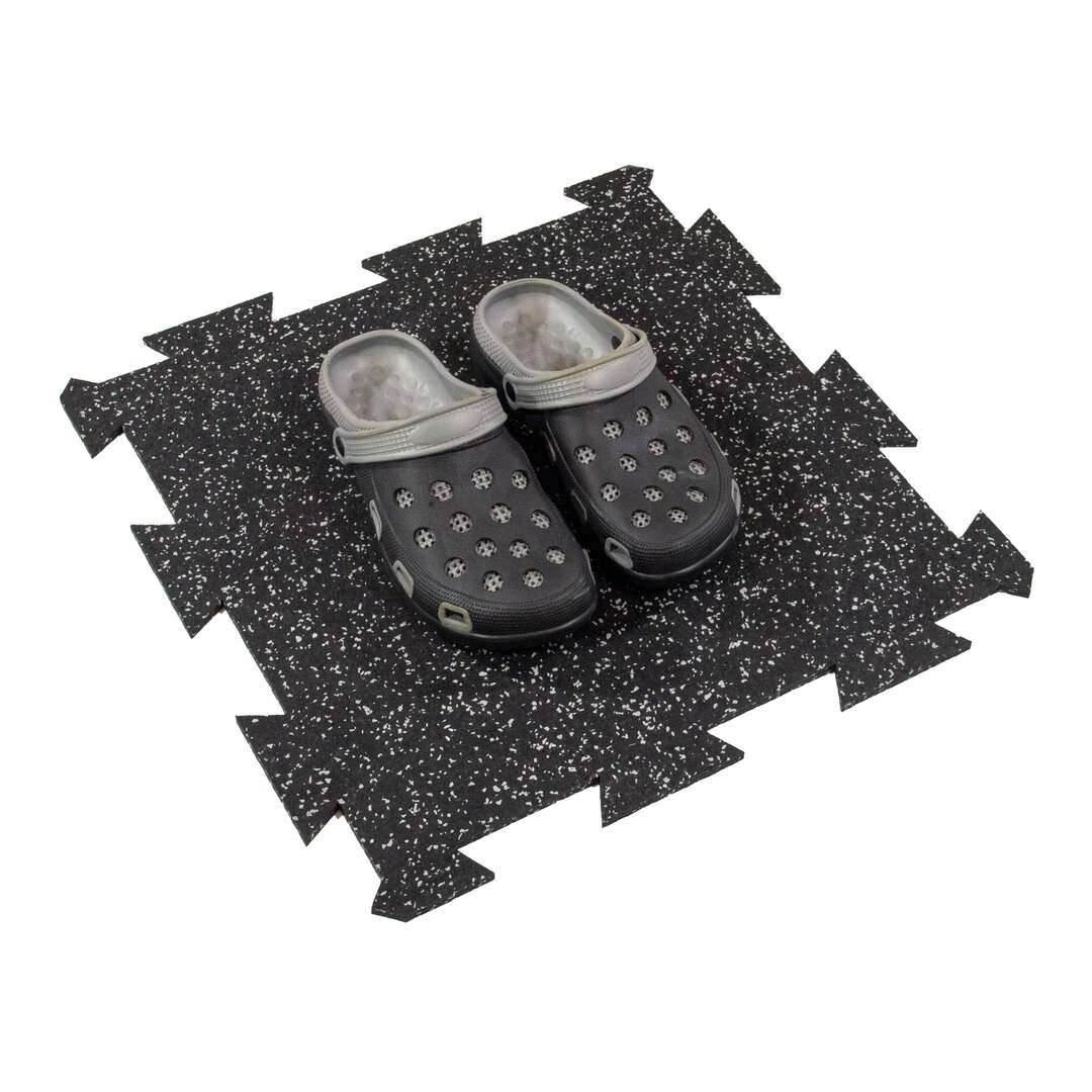Čierno-sivá gumová modulová puzzle dlažba (stred) FLOMA FitFlo SF1050 - dĺžka 50 cm, šírka 50 cm, výška 1,6 cm