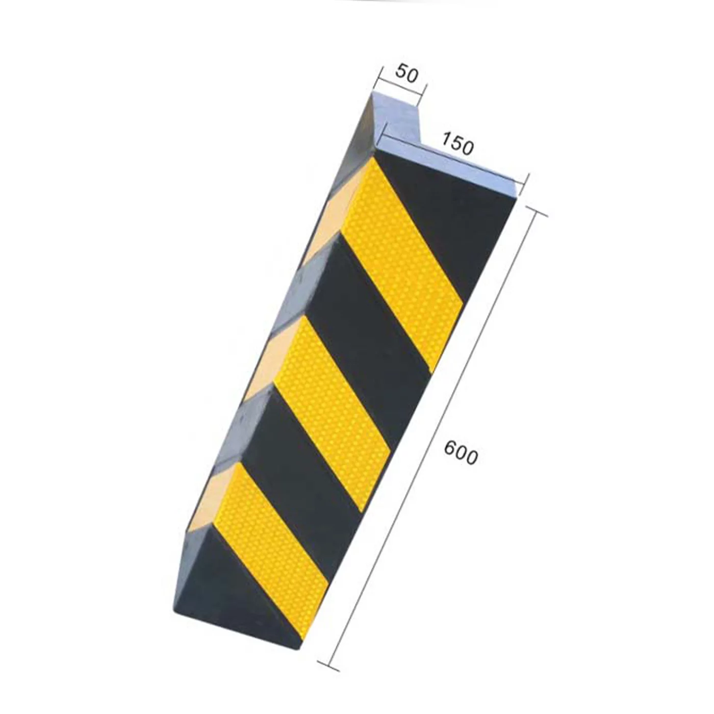 Čierno-žltá gumová ochrana rohu steny FLOMA WP19 - dĺžka 60 cm, šírka 15 x 15 cm, hrúbka 5 cm