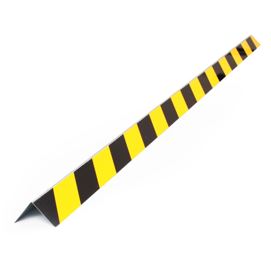 Černo-žlutý pozinkovaný ochranný pás (roh) - délka 150 cm, šířka 5 cm a tloušťka 0,55 mm