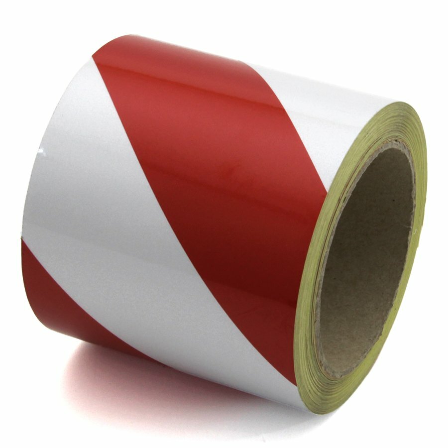 Červeno-bílá pravá výstražná páska ALU - délka 45 m, šířka 10 cm