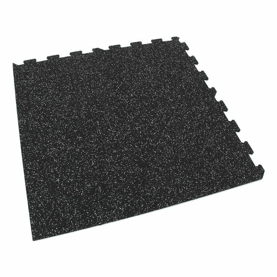 Čierno-šedá gumová modulová puzzle dlažba (roh) FLOMA FitFlo SF1050 - dĺžka 95,6 cm, šírka 95,6 cm a výška 1,6 cm