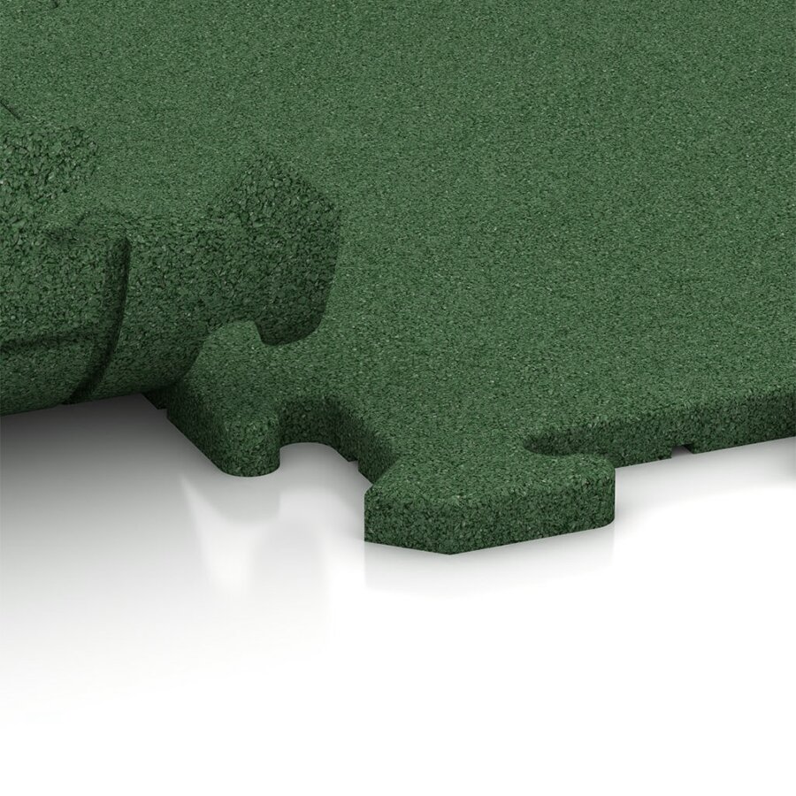 Zelená gumová dopadová dlažba so skrytým puzzle zámkom FLOMA - dĺžka 100 cm, šírka 100 cm, výška 3 cm