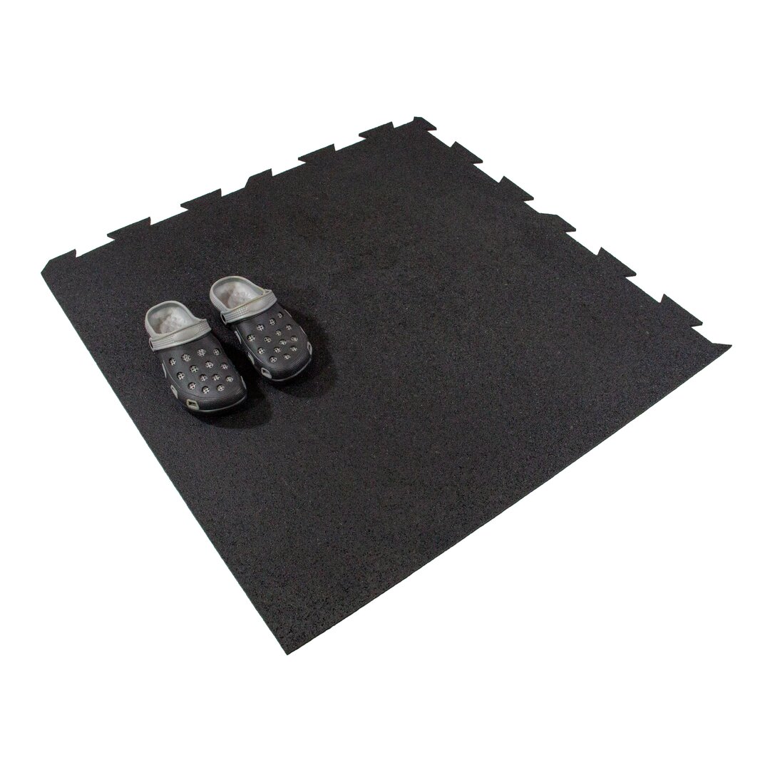 Čierna gumová modulová puzzle dlažba (roh) FLOMA FitFlo SF1050 - dĺžka 100 cm, šírka 100 cm, výška 1,6 cm