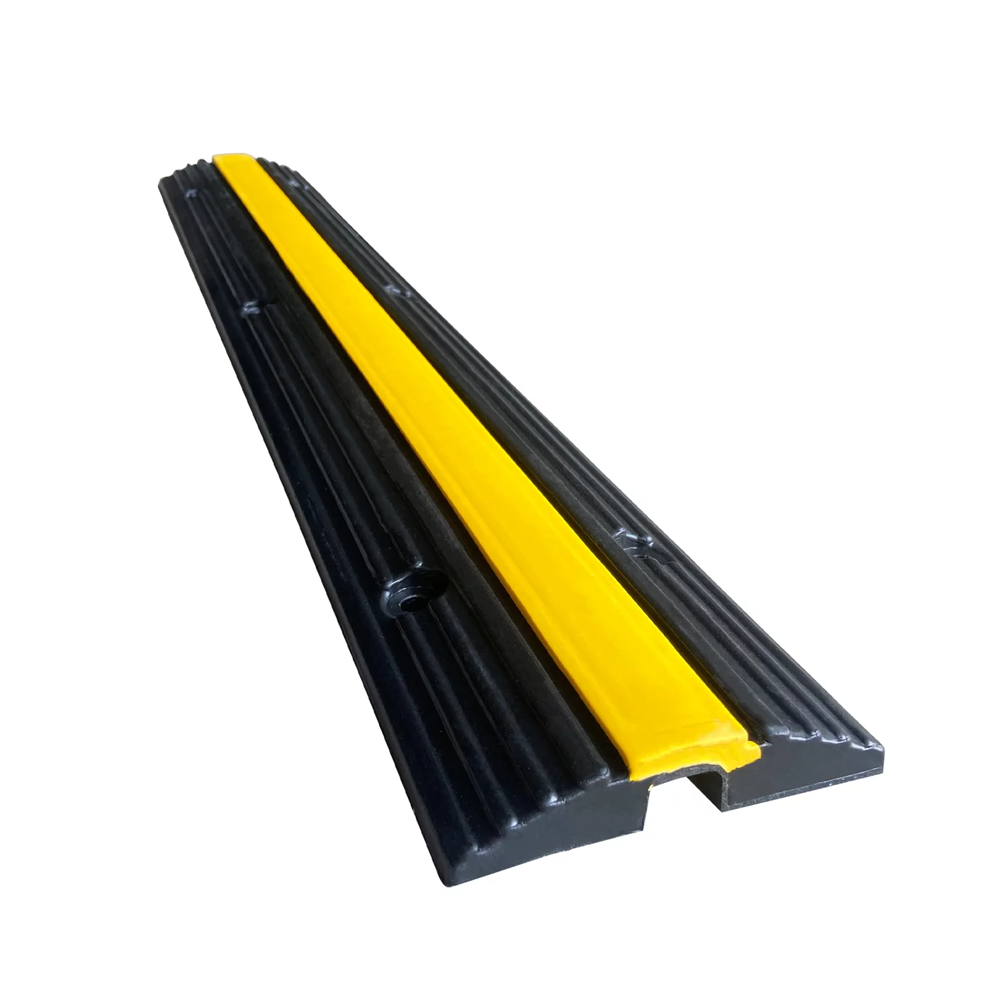 Anti-Rutsch Kabelbrücke aus Gummi (1x20x20) FLOMA - Länge 100 cm, Breite 15 cm, Höhe 3 cm - Schwarz-Gelb