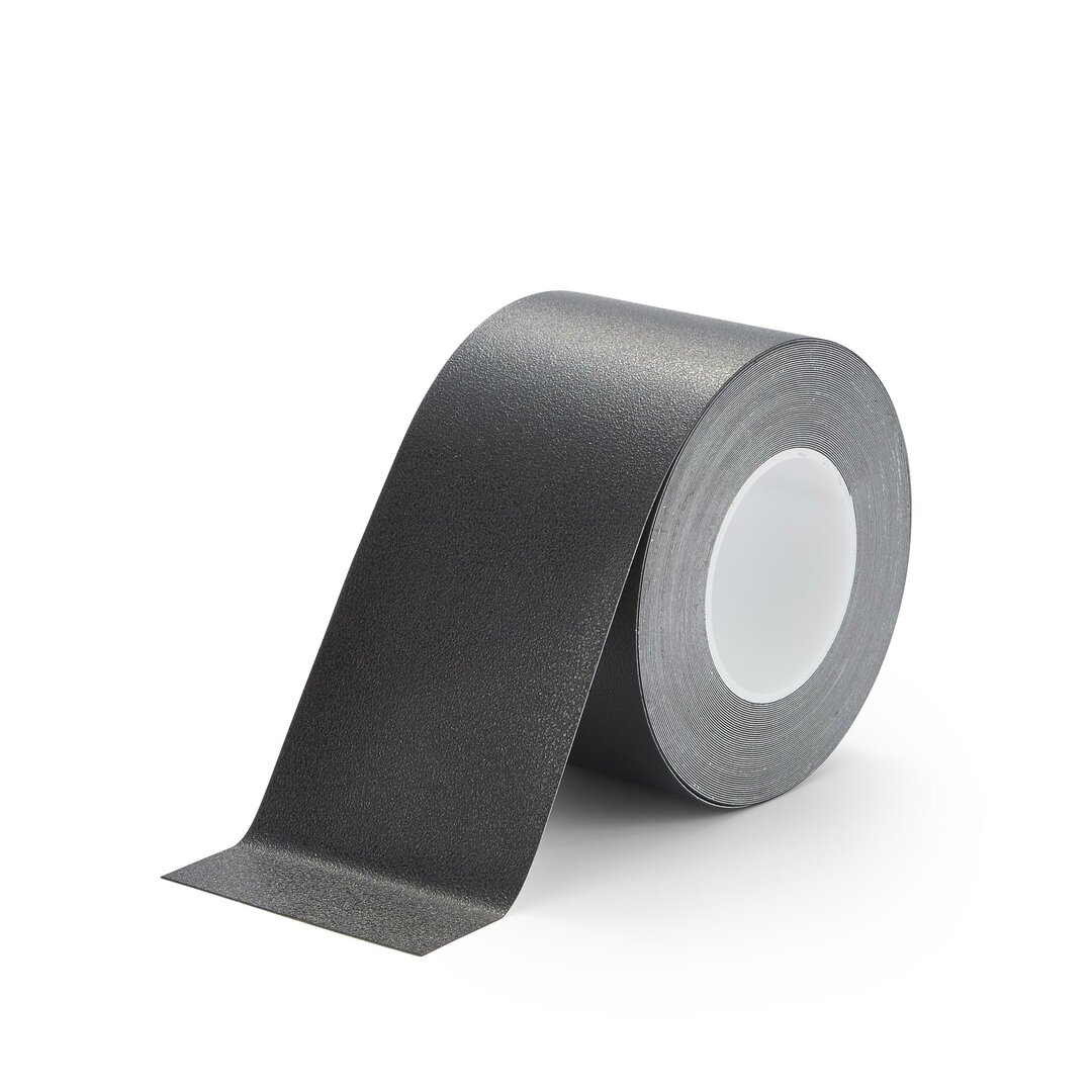 Čierna plastová vodeodolná protišmyková páska FLOMA Resilient Standard - dĺžka 18,3 m, šírka 10 cm, hrúbka 1 mm