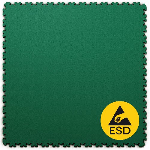 Zelená PVC vinylová zátěžová dlažba Fortelock XL ESD - délka 65,3 cm, šířka 65,3 cm a výška 0,4 cm