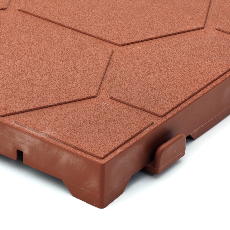Hnedá plastová terasová dlažba Linea Easy (plástov) - dĺžka 39 cm, šírka 39 cm a výška 2,65 cm
