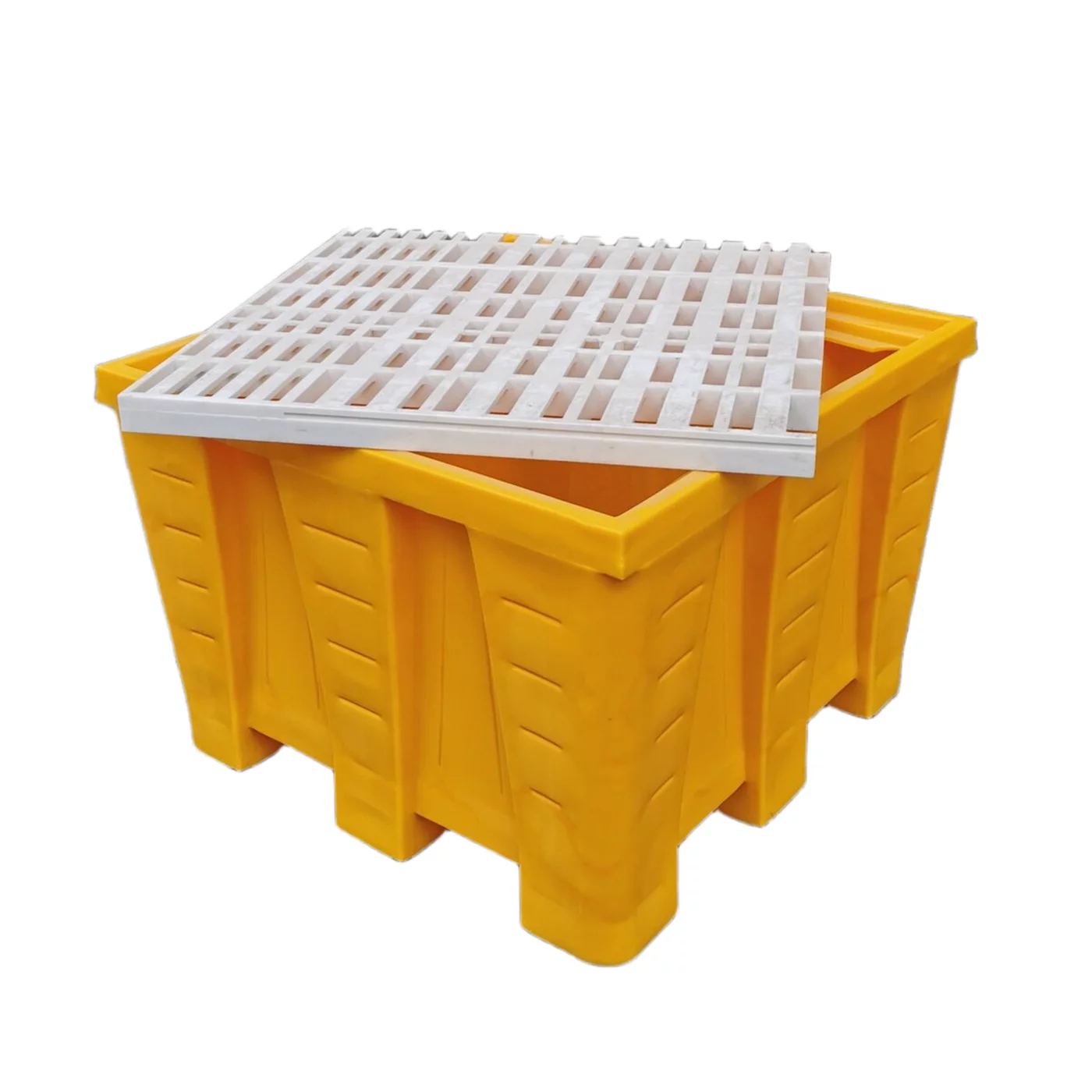 Auffangbecken aus Kunststoff mit Rostgitter - Volumen 1200 l - Länge 130 cm, Breite 130 cm, Höhe 90 cm