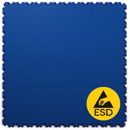 Modrá PVC vinylová zátěžová dlažba Fortelock XL ESD - délka 65,3 cm, šířka 65,3 cm a výška 0,4 cm