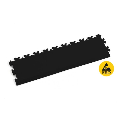 Černý PVC vinylový nájezd Fortelock Industry ESD (kůže) - délka 51 cm, šířka 14,5 cm a výška 0,7 cm