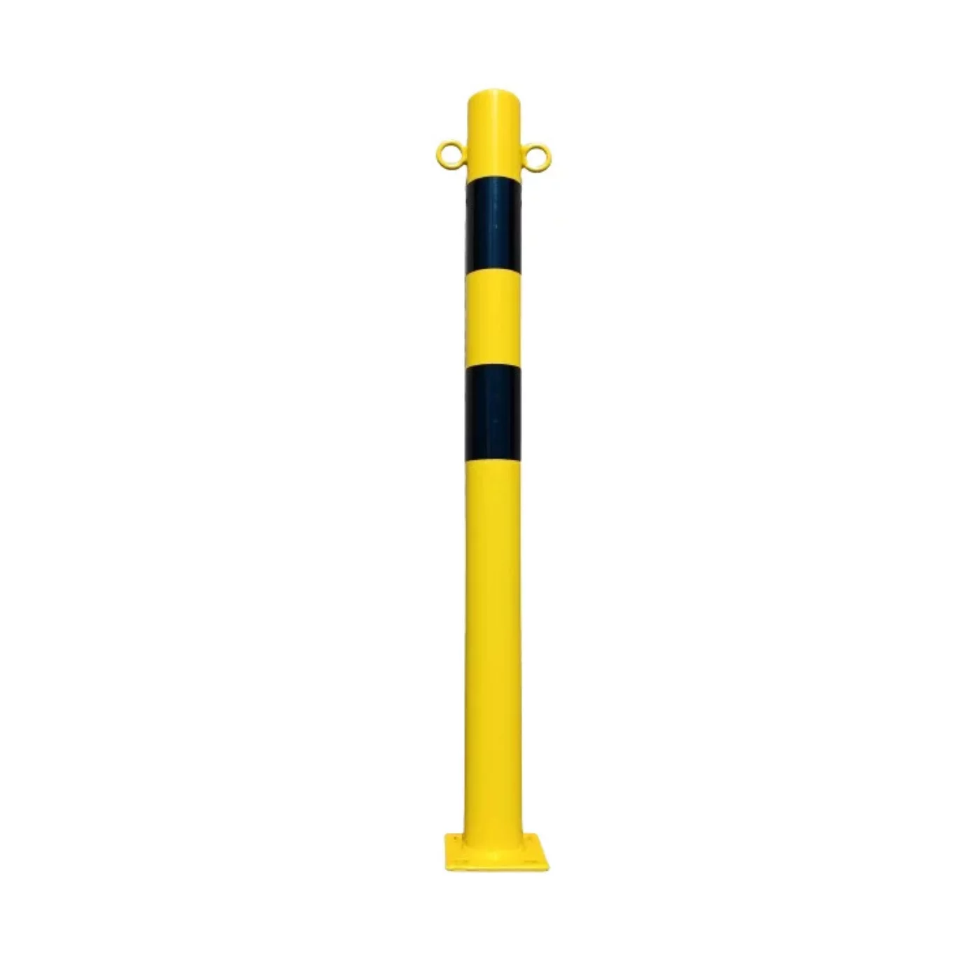 Žluto-černý ocelový sloupek s oky - průměr 6 cm, výška 80 cm