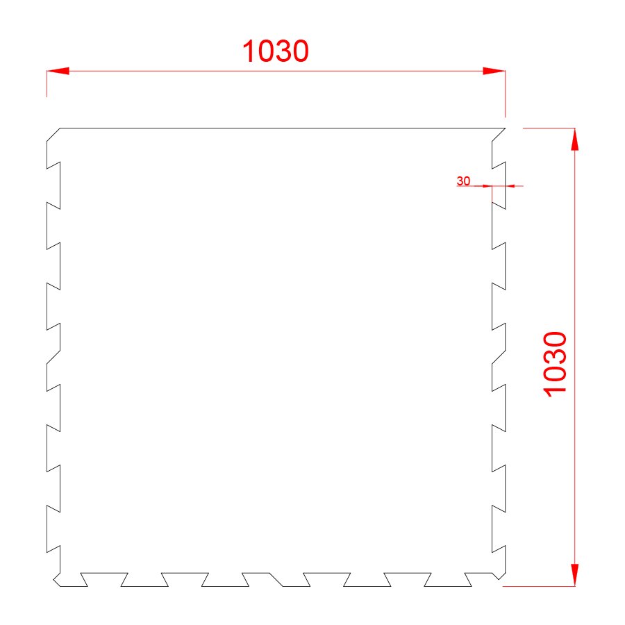 Černo-bílo-červená gumová modulová puzzle dlažba (okraj) FLOMA IceFlo SF1100 - délka 100 cm, šířka 100 cm a výška 1 cm