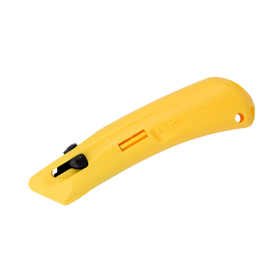 Žltý plastový bezpečnostný samozaťahovací nôž 3-tlačítkový EZ3