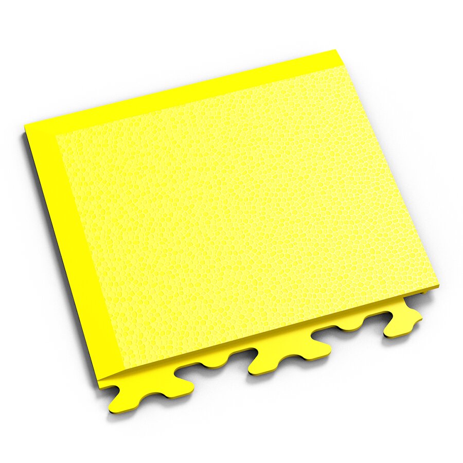 Žlutý PVC vinylový rohový nájezd "typ A" Fortelock Invisible (hadí kůže) - délka 14,5 cm, šířka 14,5 cm a výška 0,67 cm
