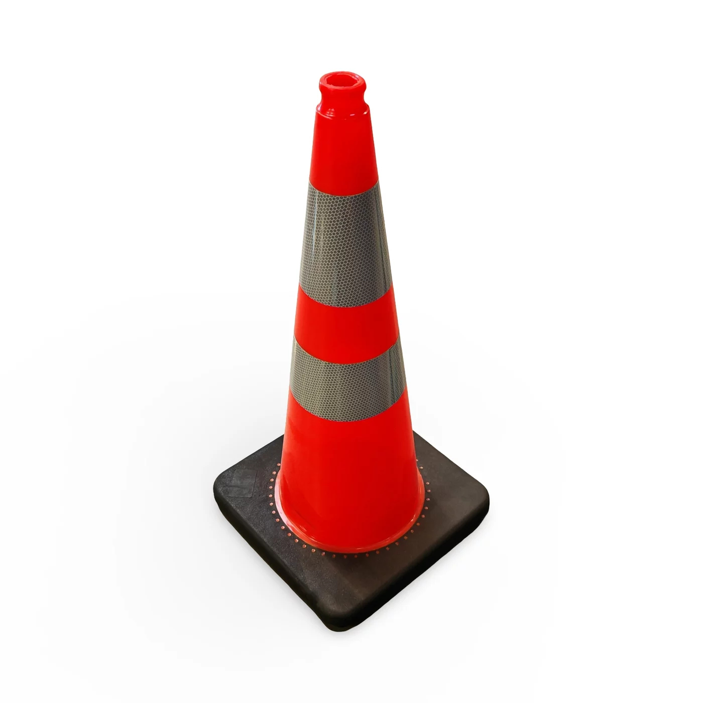 Oranžový plastový (PVC) reflexní kužel s podstavcem FLOMA CF93 - délka 36 cm, šířka 36 cm, výška 75 cm