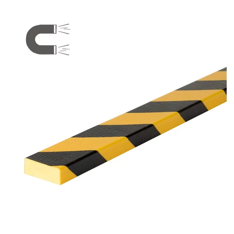 Černo-žlutá pěnová magnetická ochrana rohů zdí a stěn "typ D" - délka 100 cm, šířka 5 cm, výška 2 cm