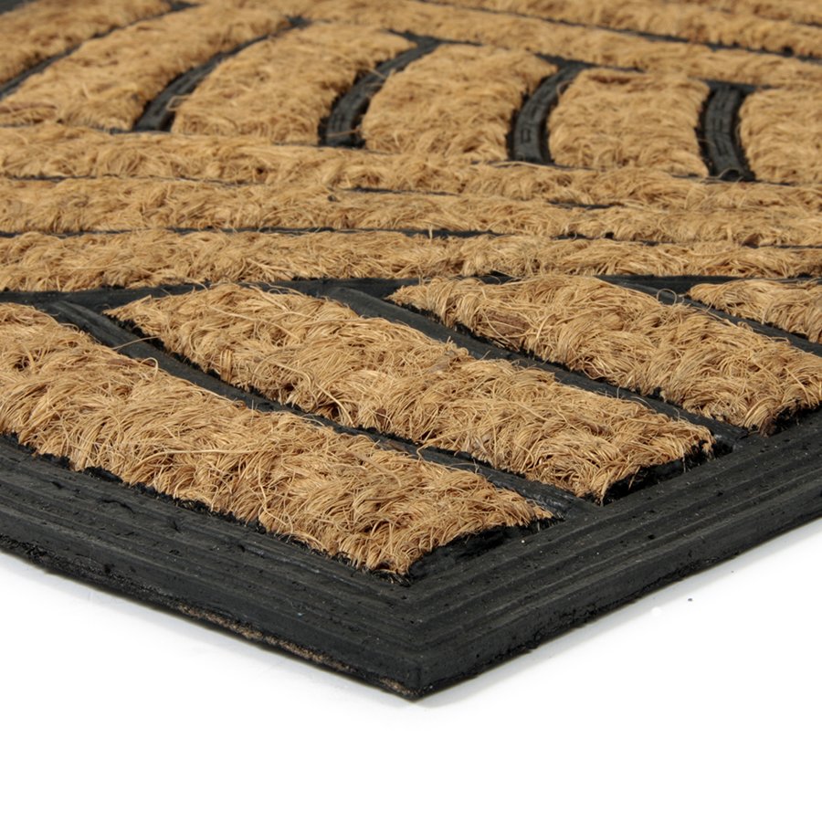 Kokosová čistící venkovní půlkruhová vstupní rohož FLOMA Stripes - Lines - délka 45 cm, šířka 75 cm a výška 0,8 cm