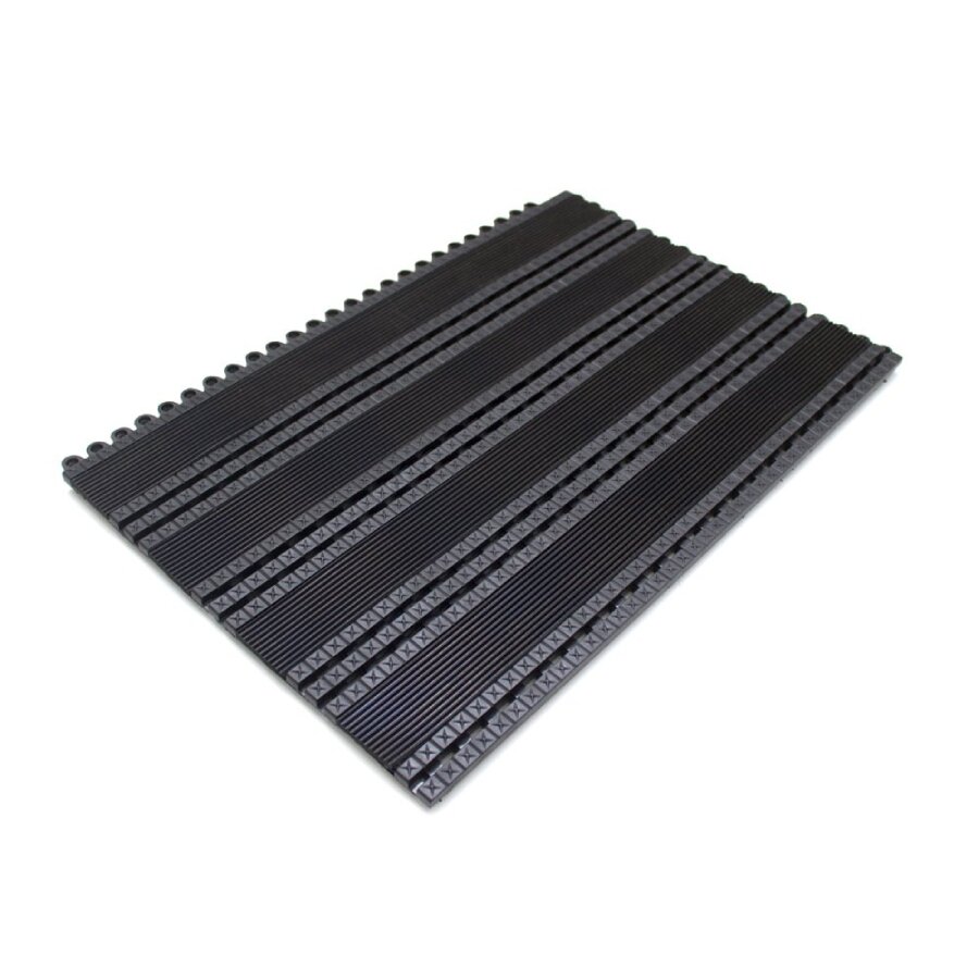 Čierna textilná záťažová dierovaná vstupná rohož Premier Ribbed (Cfl-S2) - dĺžka 44 cm, šírka 29 cm a výška 1,4 cm