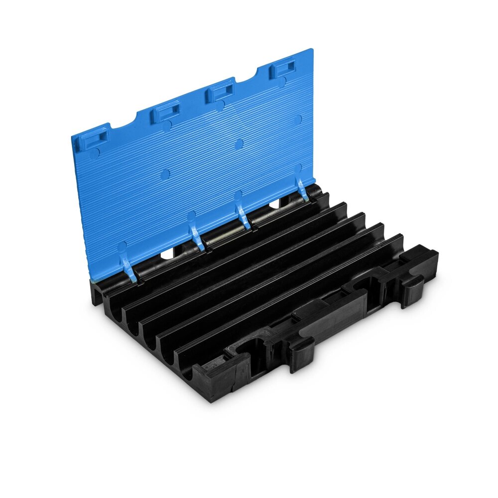 Černo-modrý plastový modulární kabelový most s víkem HV - délka 50 cm, šířka 32,5 cm a výška 5,4 cm