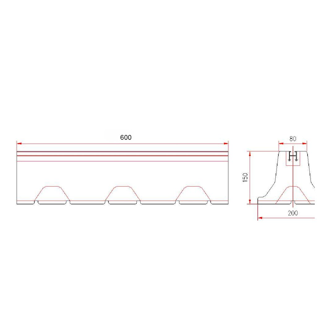 Gumový antivibrační podstavec pod tepelné čerpadlo FLOMA HP-L60 - délka 60 cm, šířka 20 cm a výška 15 cm
