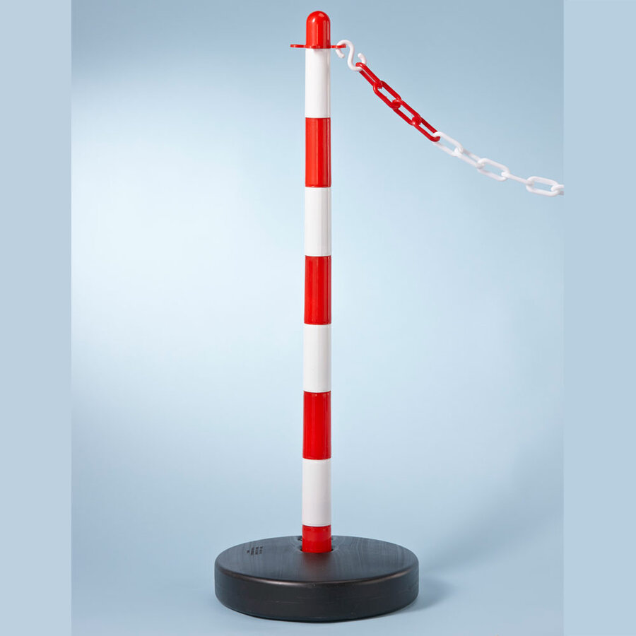 Bielo-červený plastový vymedzovací stĺpik - priemer 3,9 cm, výška 90 cm