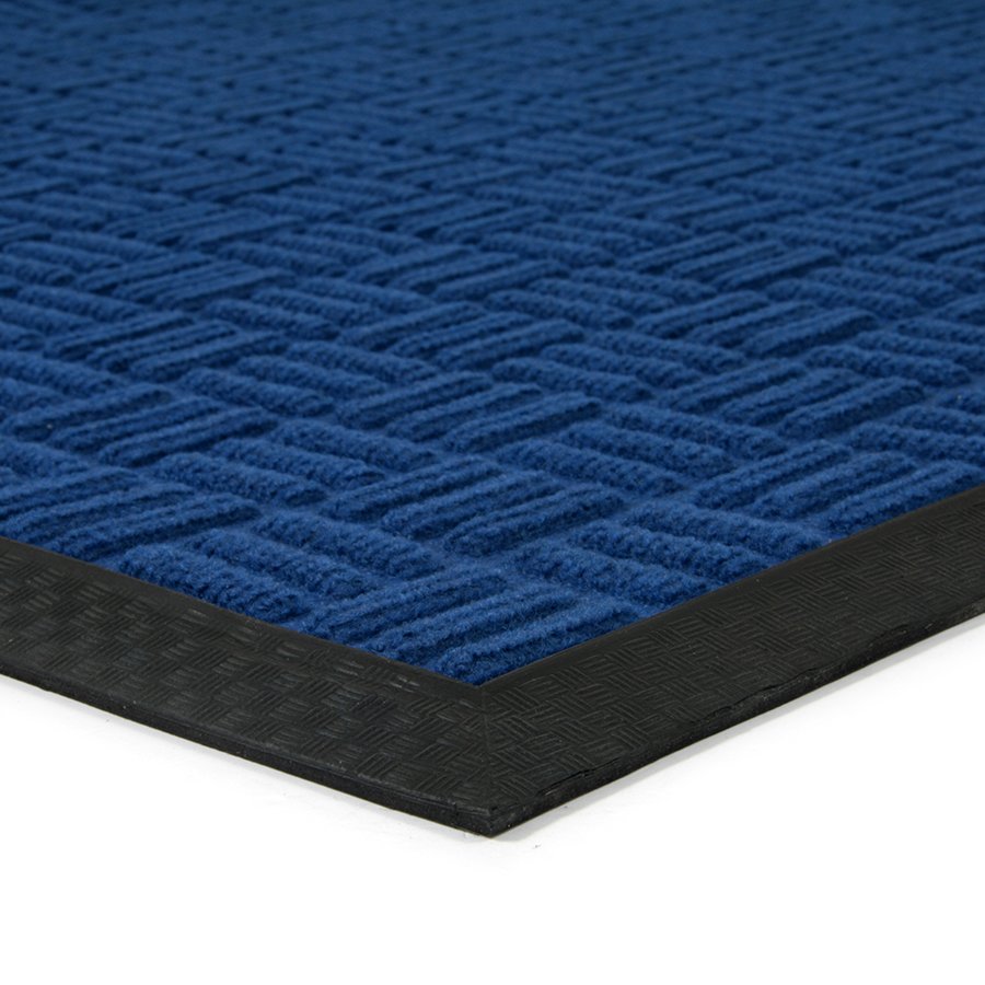 Modrá textilní gumová vstupní rohožka FLOMA Criss Cross - délka 90 cm, šířka 150 cm, výška 0,8 cm