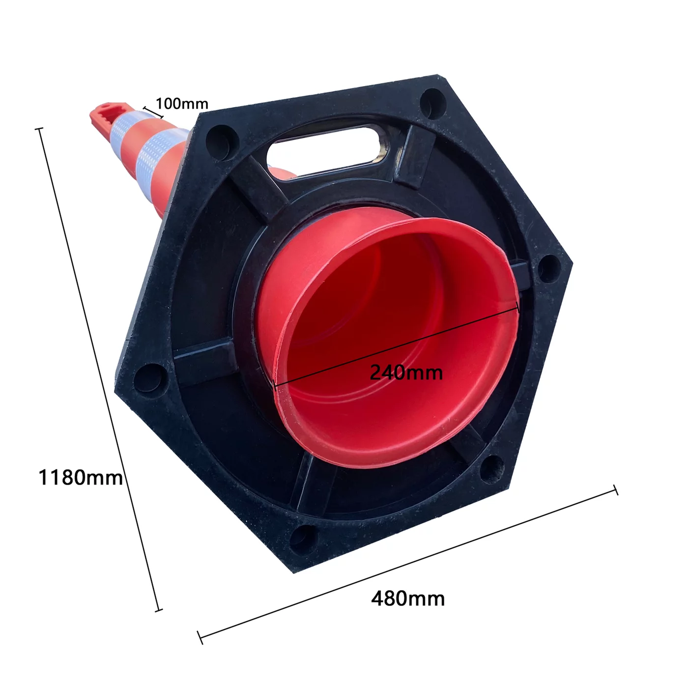 Verkehrspfosten aus Kunststoff Und (PE) mit Gummifüße FLOMA - Durchmesser 24 cm, Höhe 118 cm - Rot