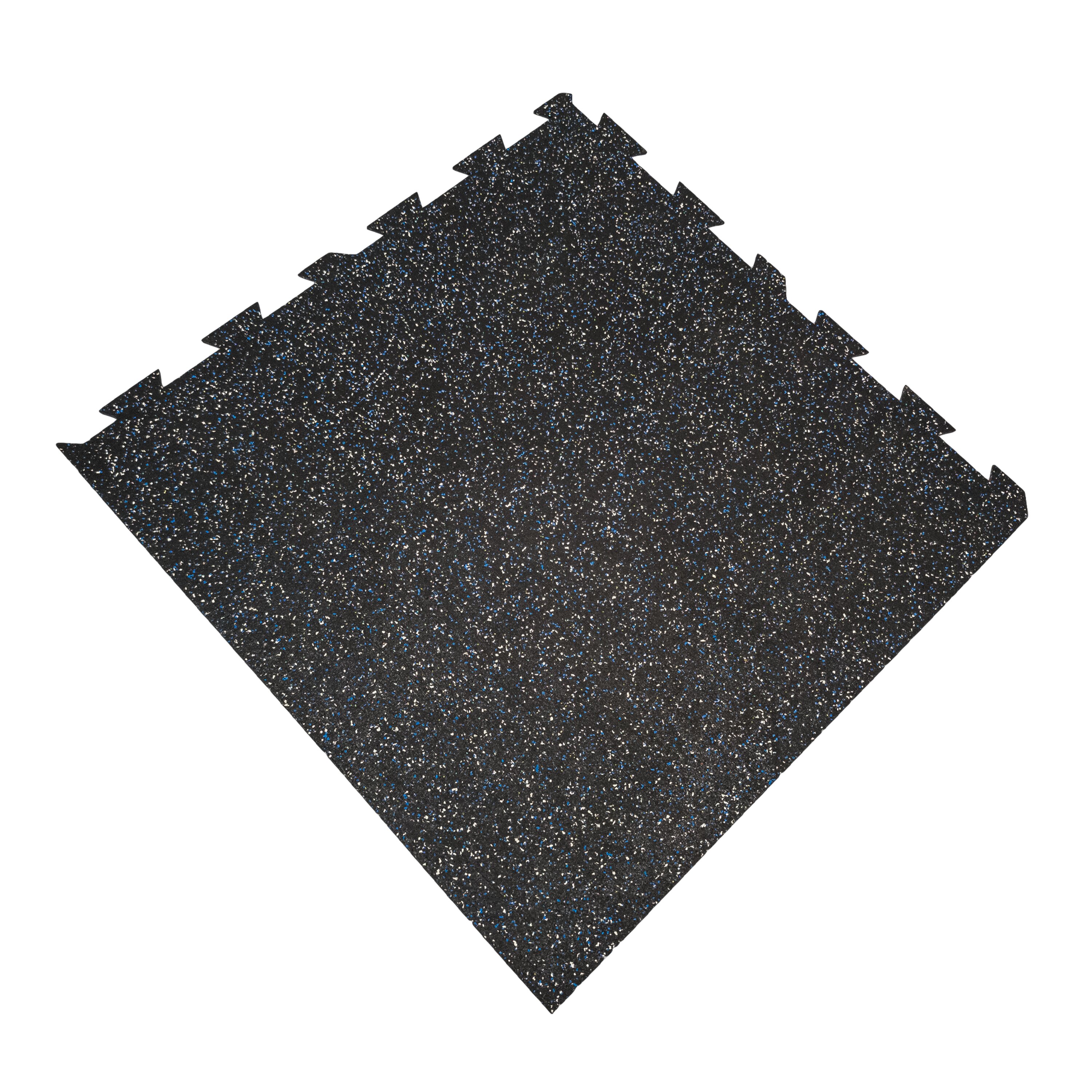 Čierno-bielo-modrá podlahová guma (puzzle - roh) FLOMA FitFlo SF1050 - dĺžka 100 cm, šírka 100 cm, výška 1,6 cm