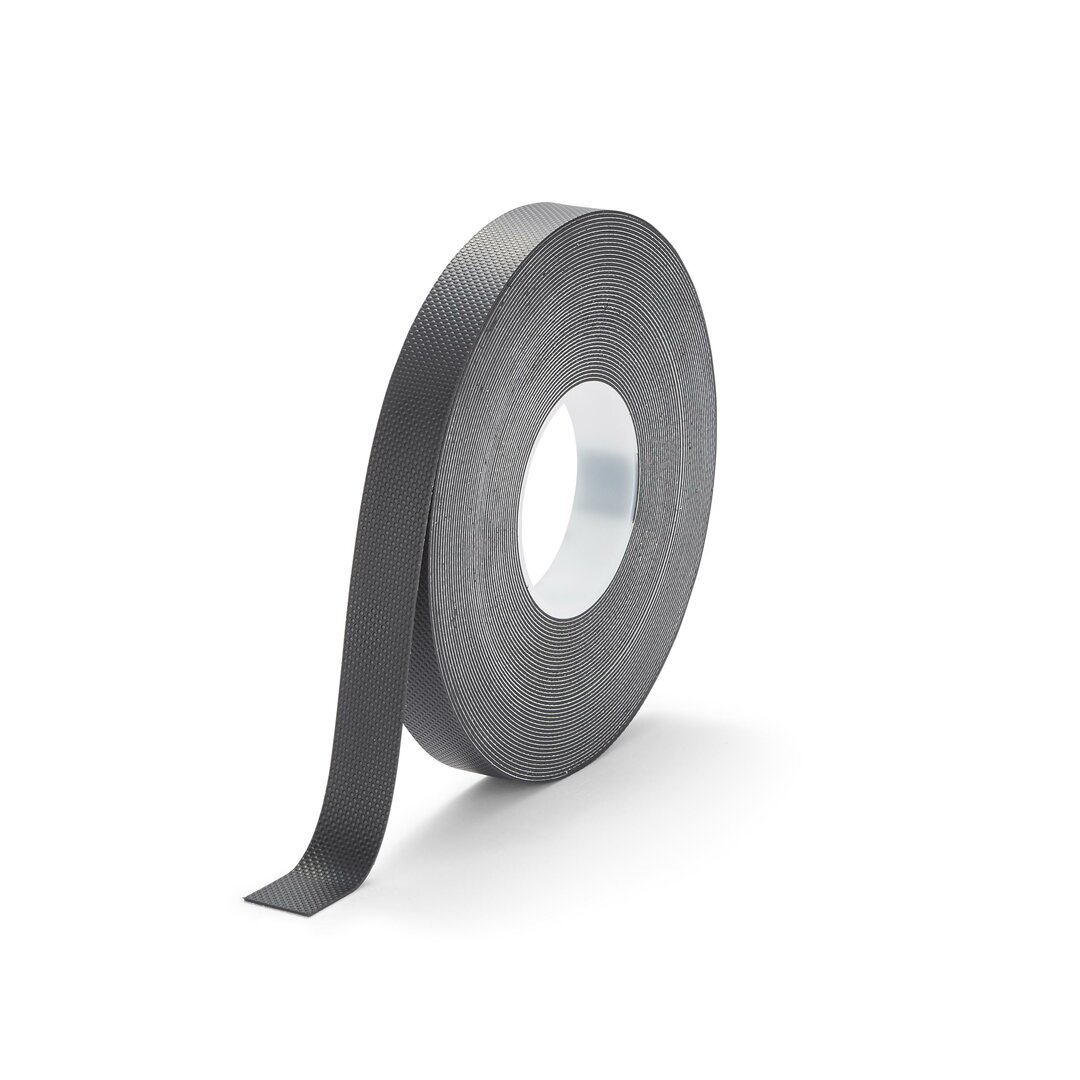 Čierna protišmyková páska na zábradlie FLOMA Handrail Grip - dĺžka 18,3 m, šírka 2,5 cm a hrúbka 1,11 mm