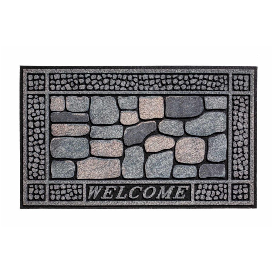 Čistící venkovní vstupní rohožka FLOMA Residence Stones Welcome - délka 45 cm, šířka 75 cm, výška 0,9 cm